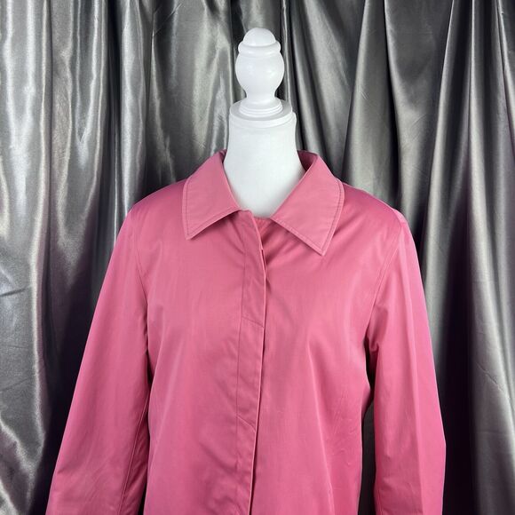 Y2K Worthington Women’s Trench Coat Long Pink Size M Fleece Removeable Lining - Picture 2 of 16